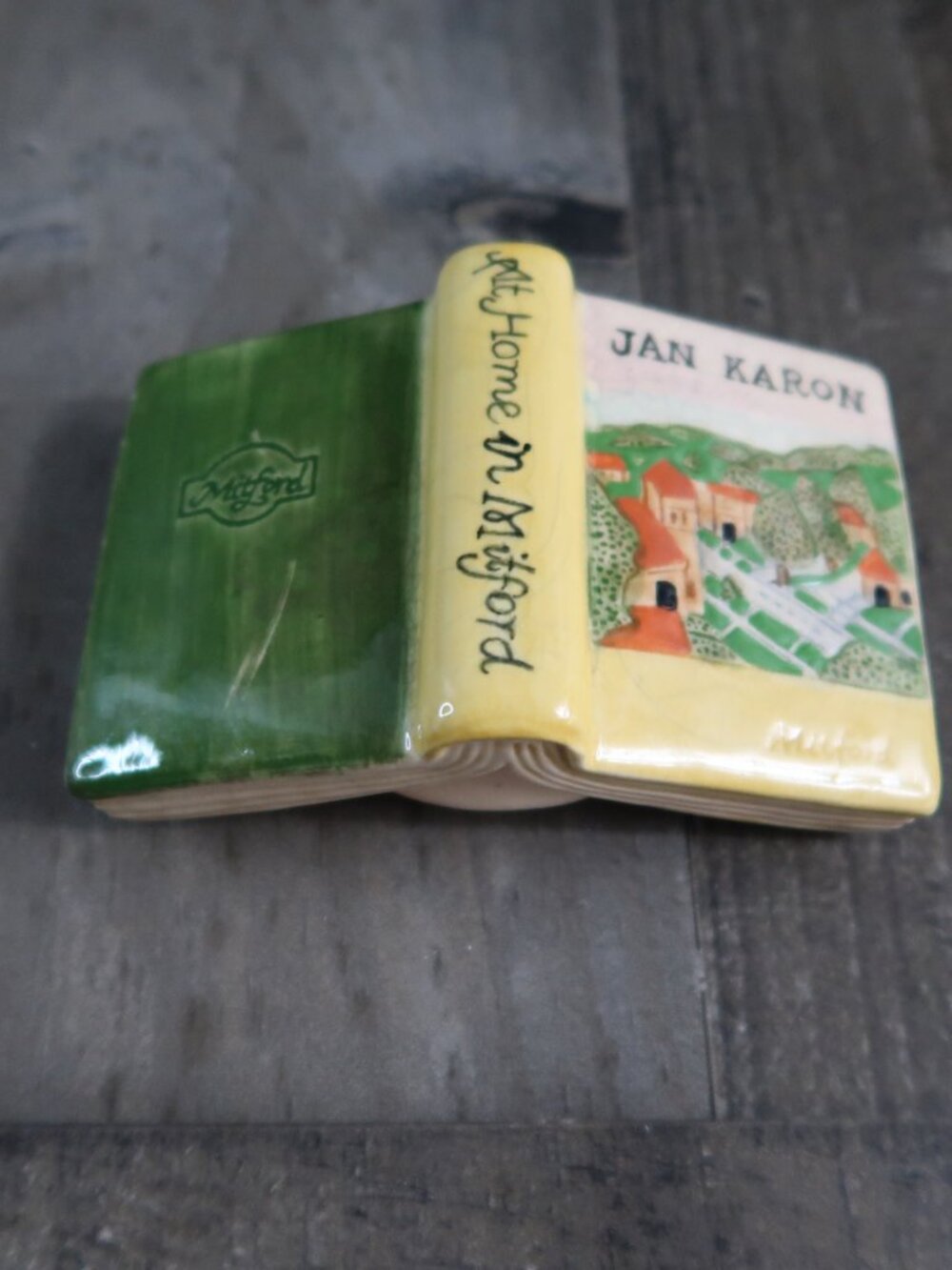 Jan Karon At Home in Mitford Ceramic Open Book Decor Collectible